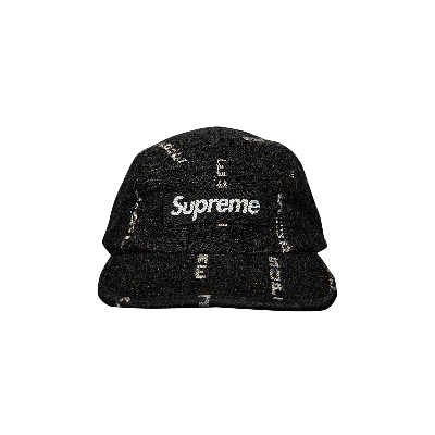 SUPREME SUPREME LOGO STRIPE JACQUARD DENIM CAMP CAP 'BLACK'