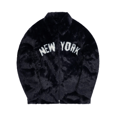 KITH KITH FOR MAJOR LEAGUE BASEBALL NEW YORK YANKEES FAUX FUR COACHES JACKET 'NAVY'