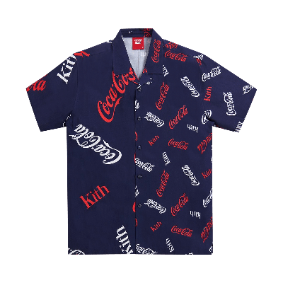 KITH KITH X COCA-COLA PRINTED CAMP COLLAR SHIRT 'NAVY'