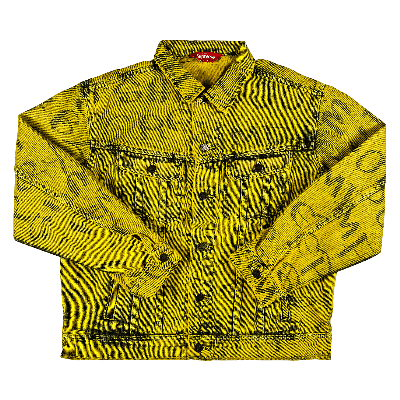 SUPREME SUPREME BLACK ARK DENIM TRUCKER JACKET 'FLUORESCENT YELLOW'