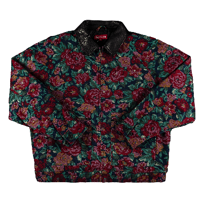 SUPREME LEATHER COLLAR WORK JACKET 'DIGI FLORAL'