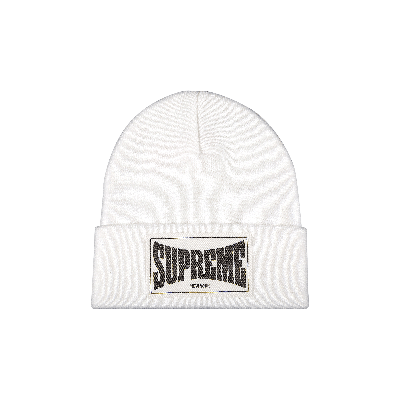 SUPREME SUPREME WOVEN LABEL BEANIE 'WHITE'
