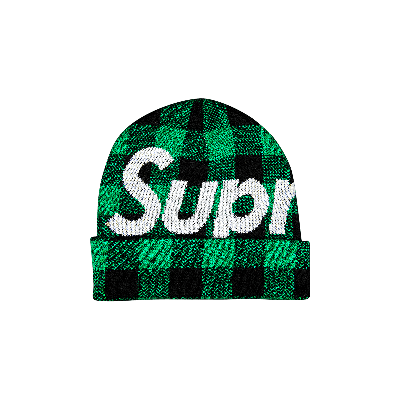 SUPREME SUPREME BIG LOGO BEANIE 'GREEN PLAID'