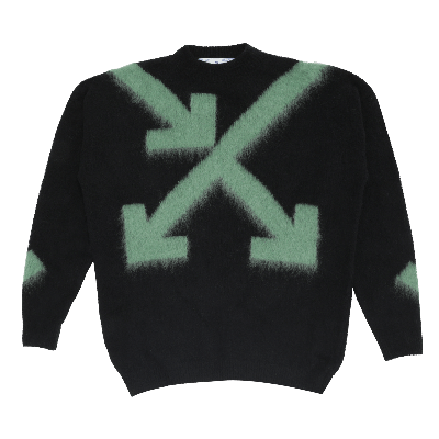 OFF-WHITE FUZZY ARROWS CREWNECK 'BLACK/HEDGE GREEN'