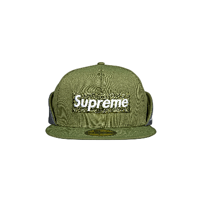 SUPREME SUPREME X WINDSTOPPER EARFLAP BOX LOGO NEW ERA 'DARK OLIVE'