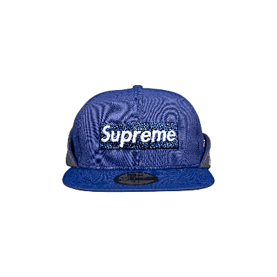 SUPREME SUPREME X WINDSTOPPER EARFLAP BOX LOGO NEW ERA 'WASHED NAVY'