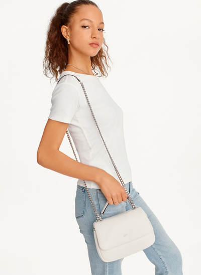 Dkny Women's Sina Puffy Shoulder Flap In White/silver - Main Image