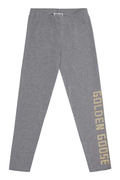 GOLDEN GOOSE LOGO PRINT COTTON LEGGINGS