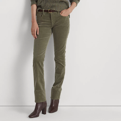 RALPH LAUREN STRETCH CORDUROY MID-RISE STRAIGHT PANT