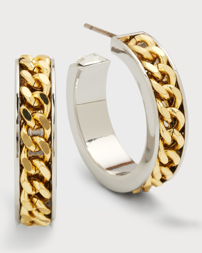 DEMARSON MINI ECLIPSE 3D CURB CHAIN HOOP EARRINGS