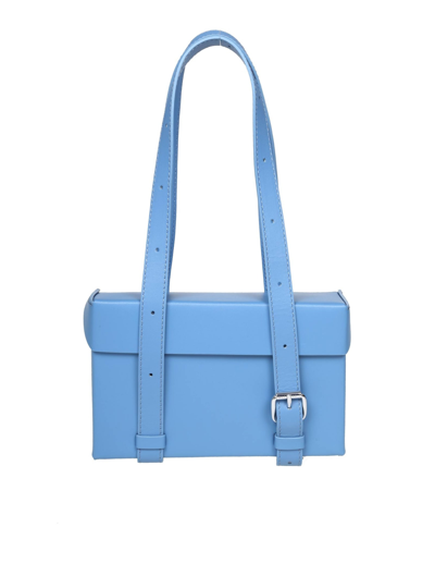 MM6 MAISON MARGIELA SMALL CLUTCH BOX IN LEATHER COLOR LIGHT BLUE