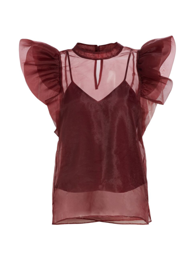 SIMKHAI WOMEN'S CORINA ORGANZA RUFFLE TOP