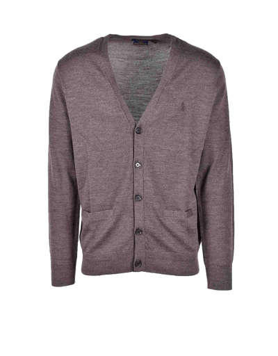 POLO RALPH LAUREN KNITWEAR MEN'S BROWN CARDIGAN