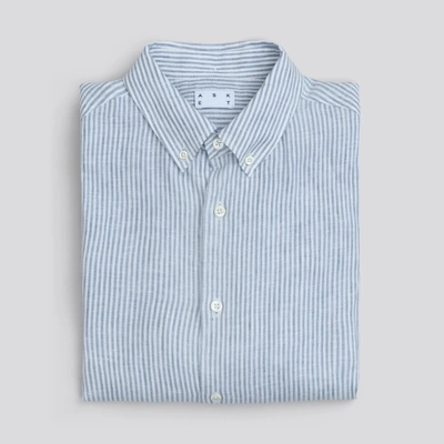 ASKET THE LINEN SHIRT BLUE STRIPE