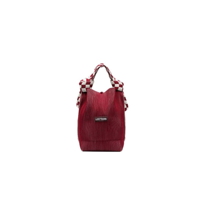 LASTFRAME RED ICHIMATSU OBI MEDIUM TOTE BAG
