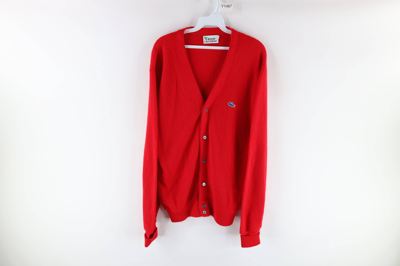 LACOSTE X VINTAGE 80'S IZOD LACOSTE CROCODILE LOGO CARDIGAN SWEATER