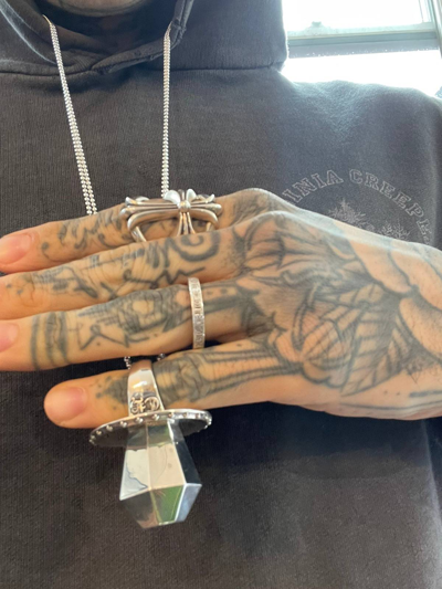 CHROME HEARTS SOLID SILVER RING POP NECKLACE RING