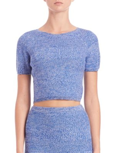 ALICE AND OLIVIA Solange Herringbone Knit Merino Wool Crop Top