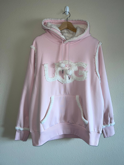 TELFAR X UGG TELFAR LOGO SHEARLING HOODIE PINK