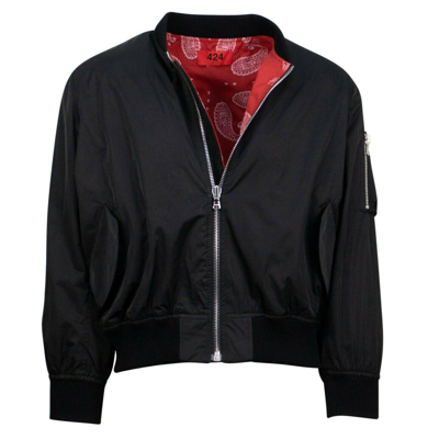 424 ON FAIRFAX BLACK/ RED REVERSIBLE PAISLEY BOMBER JACKET SIZE S