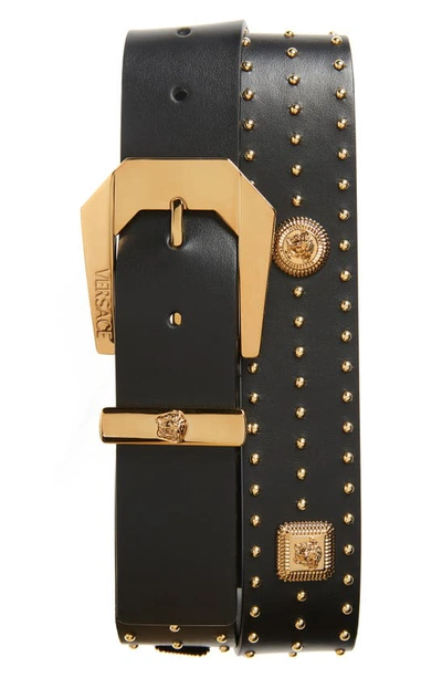 VERSACE VERSACE STUDDED BIGGIE COIN BELT