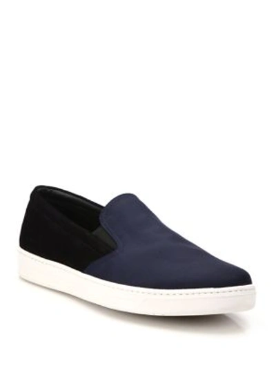 PRADA Suede & Nylon Slip-On Sneakers