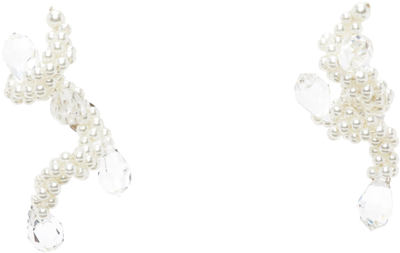 SIMONE ROCHA OFF-WHITE TWISTED LOOP STUD EARRINGS