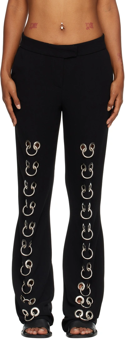 LADO BOKUCHAVA BLACK PIERCED BOYFRIEND TROUSERS