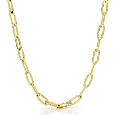 NURAGOLD 14K YELLOW GOLD 6MM PAPERCLIP CHAIN ROLO ELONGATED LINK CABLE NECKLACE WOMEN 18"
