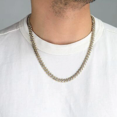 NURAGOLD 10K YELLOW GOLD MIAMI CUBAN 7.5MM MONACO DIAMOND CUT PAVE CHAIN NECKLACE 18"-30"