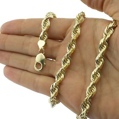 NURAGOLD 14K SOLID YELLOW GOLD 8MM MENS HEAVY THICK ITALIAN ROPE CHAIN NECKLACE 20"- 30"