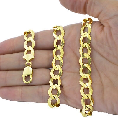 NURAGOLD 14K YELLOW GOLD SOLID 12.5MM WIDE MENS CURB CUBAN CHAIN LINK NECKLACE 20"-30"