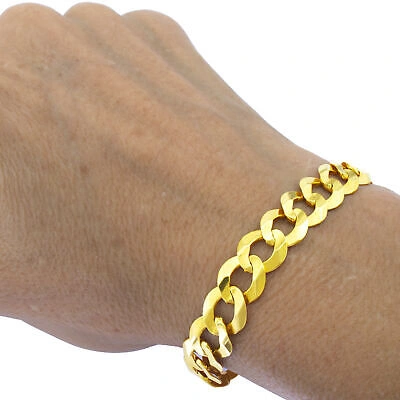 NURAGOLD MENS 10K YELLOW GOLD SOLID 11.5MM CUBAN CURB LINK CHAIN BRACELET 7.5" 8" 8.5" 9"