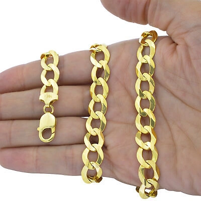 NURAGOLD 10K YELLOW GOLD SOLID 12.5MM WIDE MENS CURB CUBAN CHAIN LINK NECKLACE 20"-30"