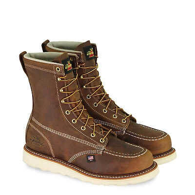 THOROGOOD THOROGOOD 8IN WEDGE MENS CRAZYHORSE LEATHER HERITAGE WORK BOOTS