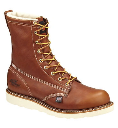 THOROGOOD THOROGOOD MENS WEDGES BROWN LEATHER NON-SAFETY BOOTS 8IN PLAIN TOE