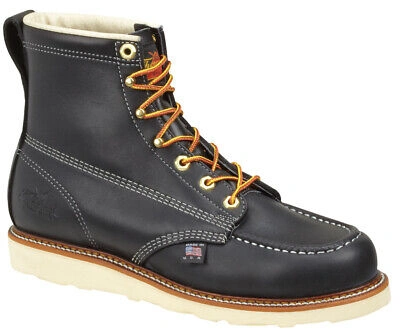 THOROGOOD THOROGOOD MENS WEDGES BLACK LEATHER NON-SAFETY BOOTS 6IN TOE