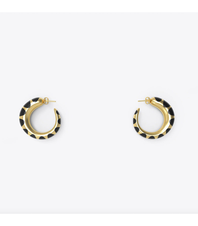 KHIRY Tiny Khartoum Hoop Earrings with Striped Inlay