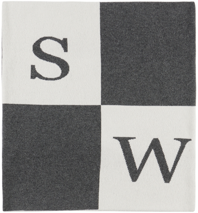 SAINTWOODS SSENSE EXCLUSIVE GRAY & OFF-WHITE CUSHION COVER