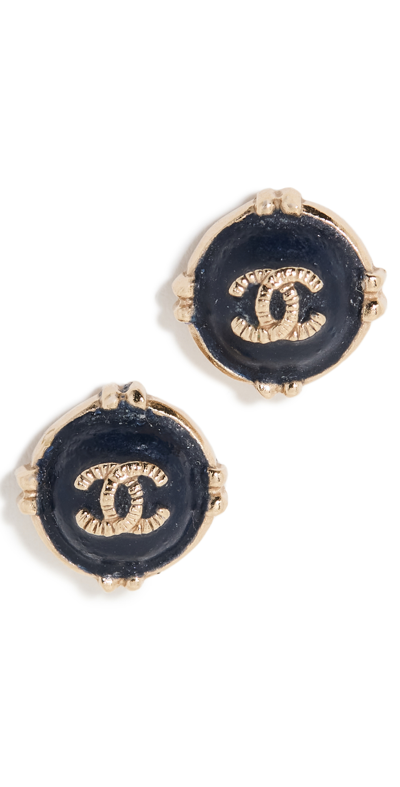 SHOPBOP X VIVRELLE CHANEL CC BUTTON STUD EARRINGS