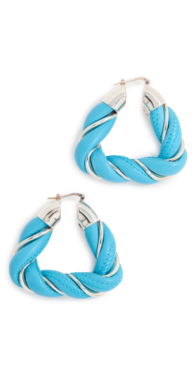 SHOPBOP X VIVRELLE BOTTEGA VENETA LEATHER TWIST TRIANGLE HOOP EARRINGS