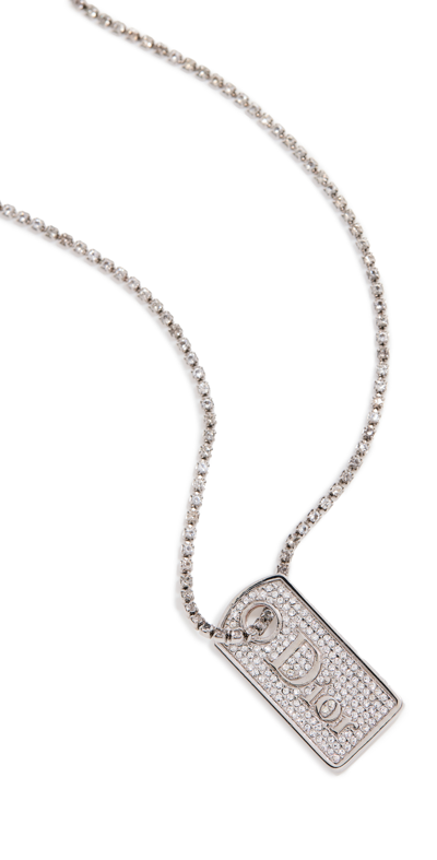 SHOPBOP X VIVRELLE CHRISTIAN DIOR CRYSTAL DOG TAG PENDANT NECKLACE
