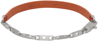 RICK OWENS SILVER & ORANGE CHAIN CHOKER