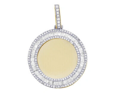 JEWELRY UNLIMITED 10K YELLOW GOLD 1.75CT REAL DIAMOND BAGUETTE MEMORY FRAME PENDANT 1.5"