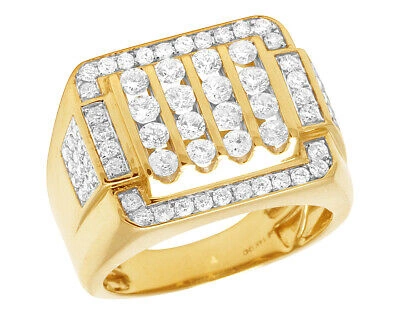 JEWELRY UNLIMITED MENS 14K YELLOW GOLD GENUINE DIAMOND CHANNEL STATEMENT PINKY RING BAND 2 CT 18MM