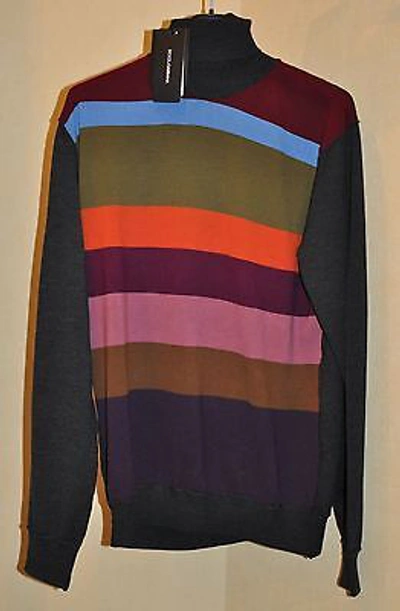 DOLCE & GABBANA AUTHENTIC MEN'S DOLCE & GABBANA MULTICOLOR VIRGIN WOOL SWEATER