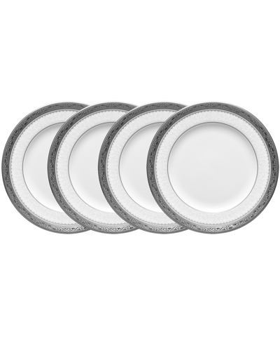 NORITAKE ODESSA PLATINUM SET OF 4 BREAD BUTTER AND APPETIZER PLATES, SERVICE FOR 4