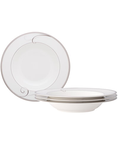 NORITAKE PLATINUM WAVE SET OF 4 SOUP BOWLS, SERVICE FOR 4
