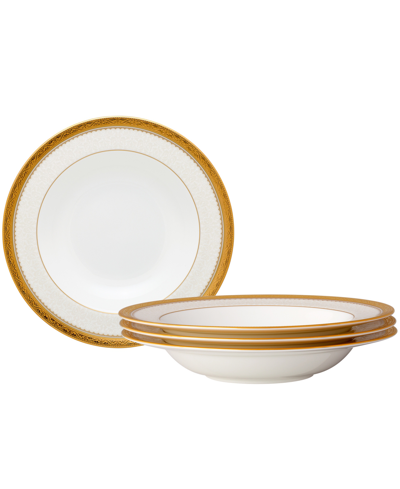 NORITAKE ODESSA GOLD SET OF 4 SOUP BOWLS, SERVICE FOR 4