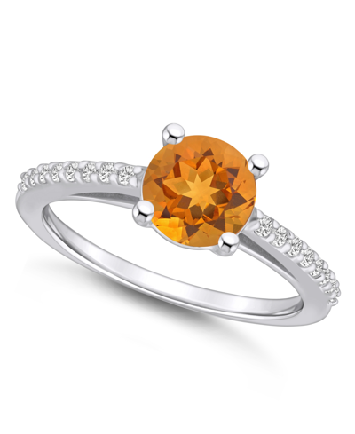 MACY'S CITRINE (1-1/4 CT. T.W.) AND DIAMOND (1/6 CT. T.W.) RING IN 14K WHITE GOLD